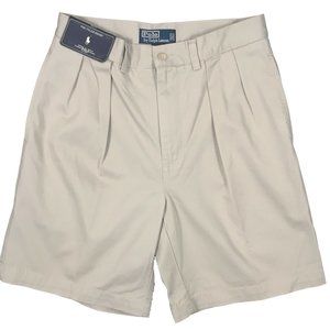 NEW Polo Ralph Lauren Tyler Shorts! 30  Stone  Pleated Front  9 Inch Inseam